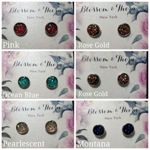 Blossom & Thorn Jewelry - Pink Druzy Stud Earings Surgical Steel Post Blossom & Thorn Jewelry - Pink Druzy Stud Earings Surgical Steel Post